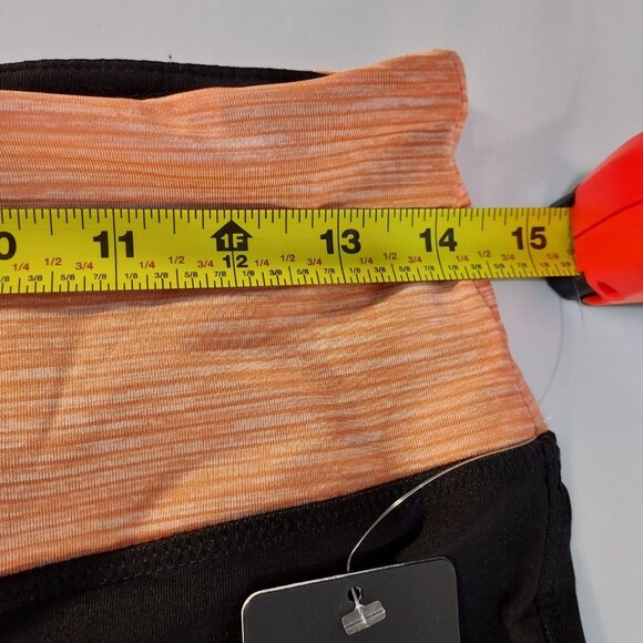 Yoga Moisture Wicking Black Crop Leggings With Peach Band Size Medium Women's - Picture 3 of 9